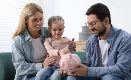 a family saving money